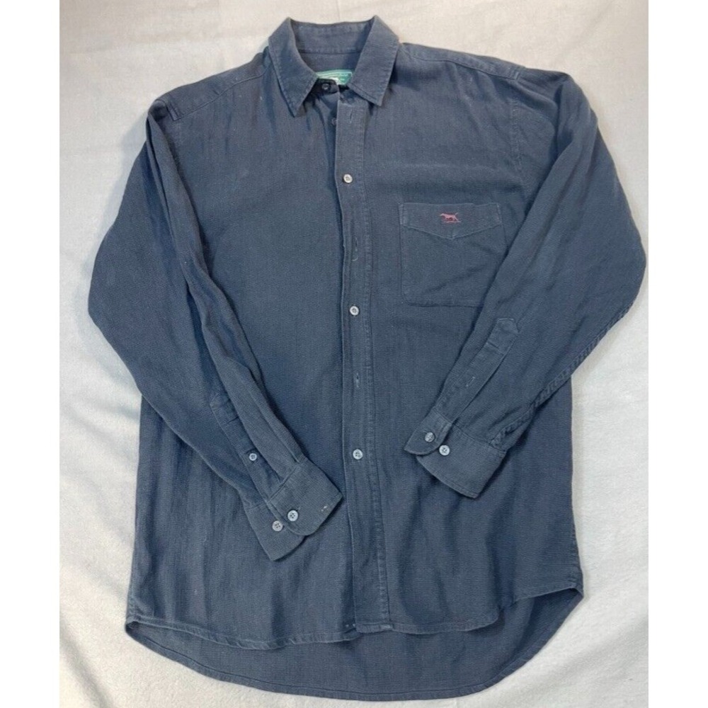 Rodd & Gunn Shirt Medium Men's Black Long Sleeve Button Down Dog‎ Logo